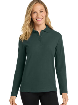Port Authority® Women's Silk Touch™ Cotton Blend Long Sleeve Polo
